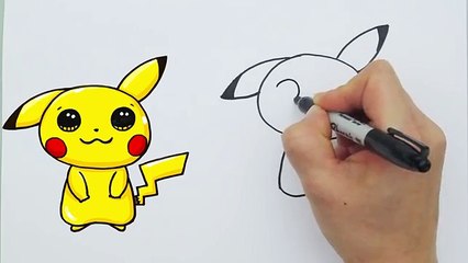 How to Draw Pokemon Go - Pikachu Cute step by step Easy - video Dailymotion