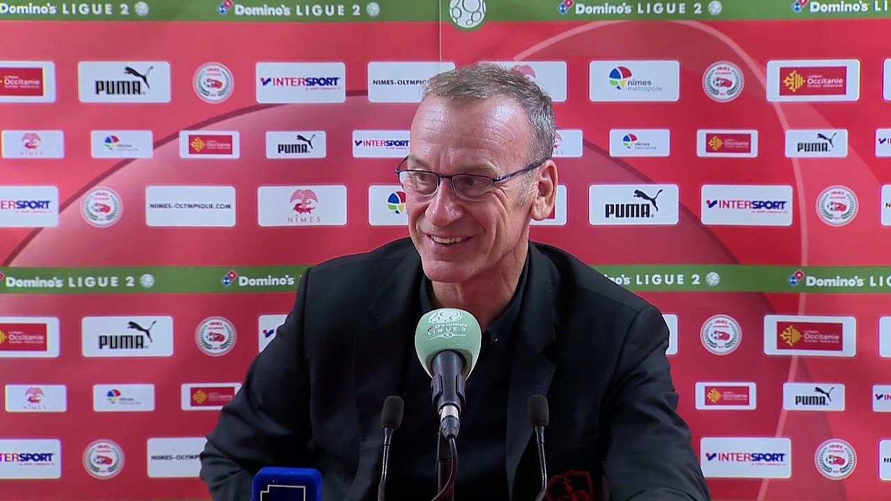 Réaction de Bernard Blaquart et Jean-Marc Furlan après Nîmes Olympique - Stade Brestois 29