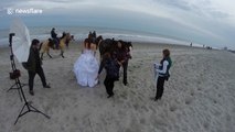 Bride thrown from horse during photo shoot