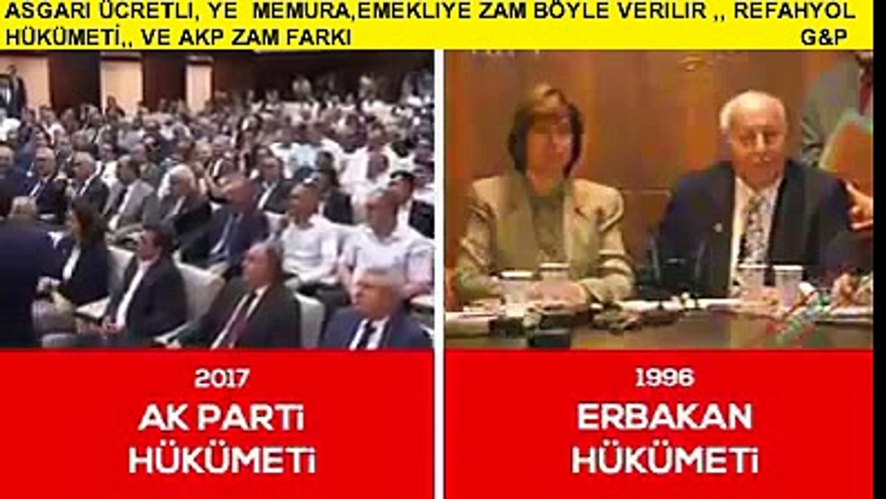 ASGARİ ÜCRETLİ, YE , MEMURA, ZAM BÖYLE VERİLİR ,, REFAHYOL HÜKÜMETİ,, VE AKP ZAM FARKI