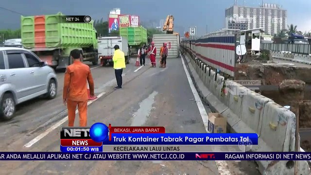 Supir Mengantuk, Kontainer Masuk Ke Lubang Proyek - NET24