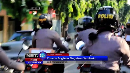 Gagahnya Para Polwan Naik Motor Trail Sambil Bagikan Sembako - NET12