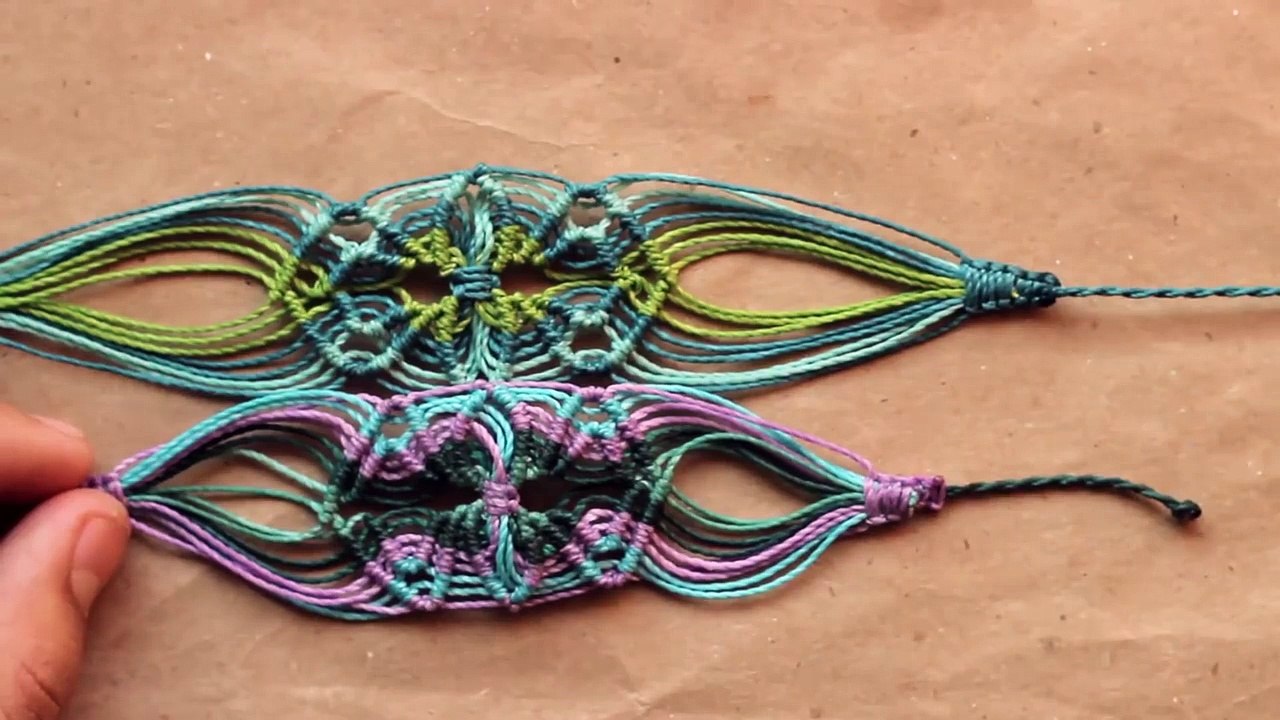 tutorial pulsera macramé cavandoli flor (pulseras de hilo )