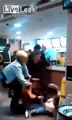 English girls fight over a boyfriend in a fast food restaurant