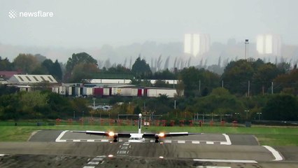 Scary! Planes struggle to land at Birmingham Airport during Storm Brian