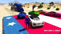 Super Cars Transportation on TRUCK in Funny Spiderman Cartoon for Children with Nursery rhymes Songs