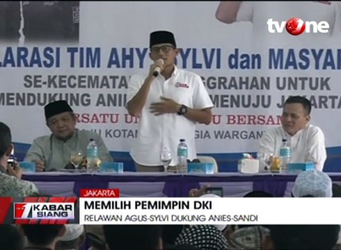 Sandiaga Hadiri Acara Simbolis Dukungan Relawan Agus-Sylvi