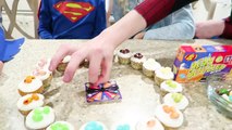 Superhero VS Bean Boozled Extreme Gross Mini Cupcake Challenge DIY Jelly Belly Candy Game For Kids