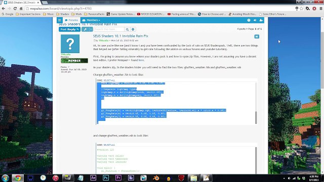 Minecraft Shader Tutorial - Invisible Rain Fix (SEUS V10.2 Prev. 1) 60fps