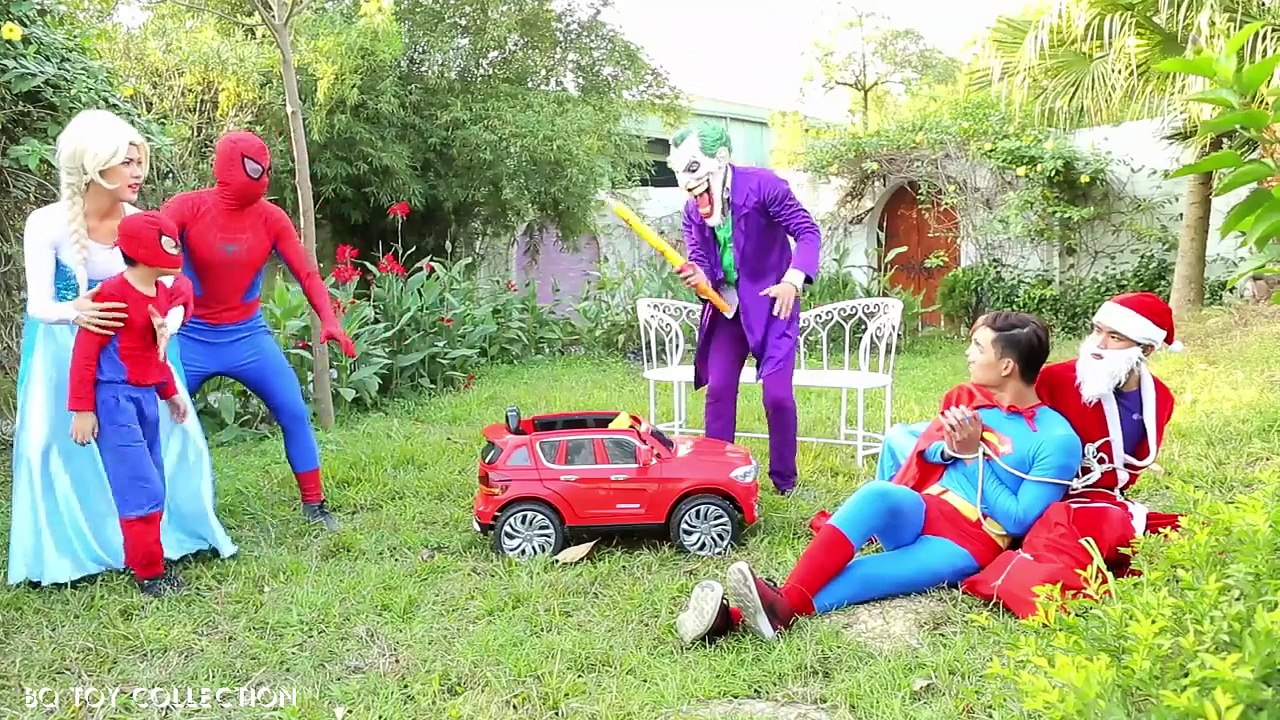 RECKLESS FROZEN ELSA CRUSHES Spiderman & Anna Under Car ! w/ Joker Troll SuperHeroes In Real Life