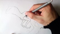 Drawing A Velociraptor from Jurassic Park - Drawing Dinosaur Skin Part 1