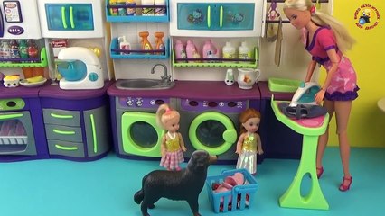 Кухня и прачечная Hello Kitty для кукол Барби, Штеффи. Развивающее видео / playset, dolls