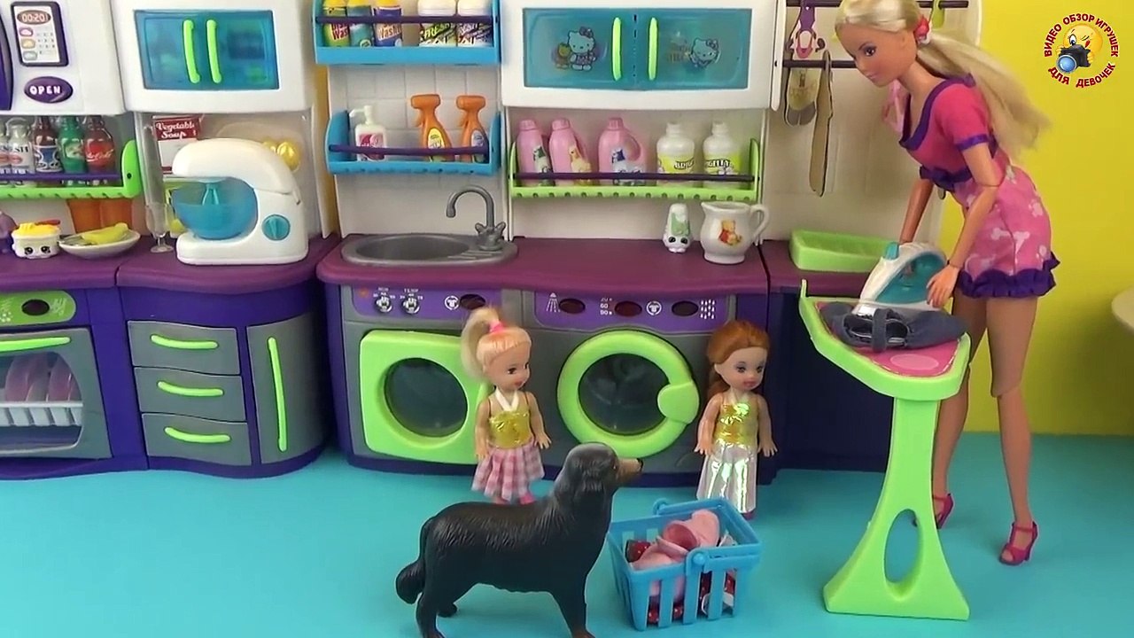 Кухня и прачечная Hello Kitty для кукол Барби, Штеффи. Развивающее видео / playset, dolls