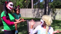 Frozen Elsa becomes Joker Elsa w/ Joker Girl, Bad Baby Joker, Spiderman