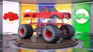 Monster Truck Assembly for Kids | Learn Vechichles with Colors Cars | Video for Toddlers