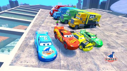 Color Mack Tracks for Children, Disney Cars Lightning McQueen, Dinoco McQueen & green Chick Hicks