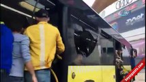Fenerbahçe taraftarı halk otobüsünün camlarını kırdı