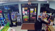 Gas station clerk forced to the floor by armed robber