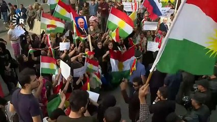 Erbil'de Rusya Konsolosluğu önünde eylem