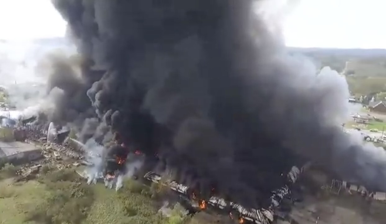 Former West Virginia Tool Plant Burns Creating Towering Plumes of Smoke