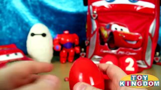 Disney Cars Surprise Backpack + Big Hero 6 Baymax Play-Doh Egg, Cars 2 Toy Cars + Kinder Surprises