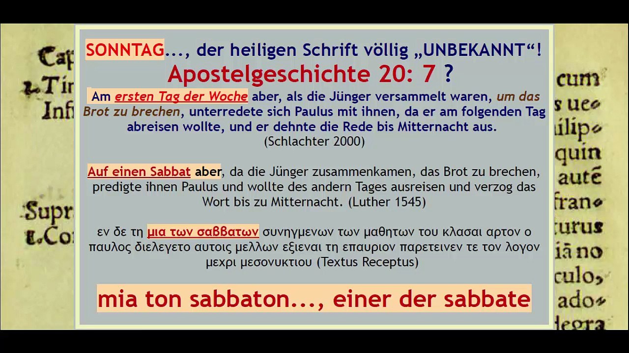 SONNTAG..., der heiligen Schrift völlig „UNBEKANNT“!