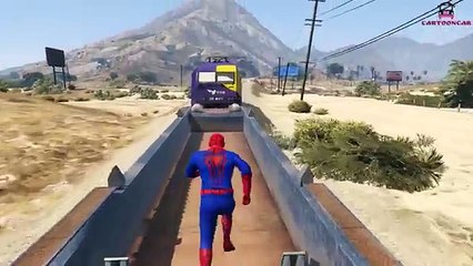 Trains for Kids & Cartoon Spiderman Funny Cars Video for Children with Nursery Rhymes Songs for Kids