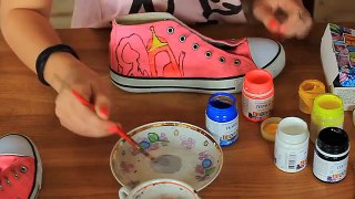 DIY: Adventure time shoes/ Разрисовываем свои кеды :3|Foşaaa