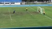Hilarious moment goalkeeper celebrates penalty save before ball bounces back into goal