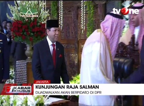 Raja Salman Tiba di Gedung DPR Disambut Setya Novanto