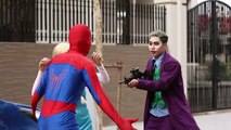 Spiderman vs Frozen Elsa ! Joker Kidnaps Elsa Spiderman Police Hulk Superheroes in real life
