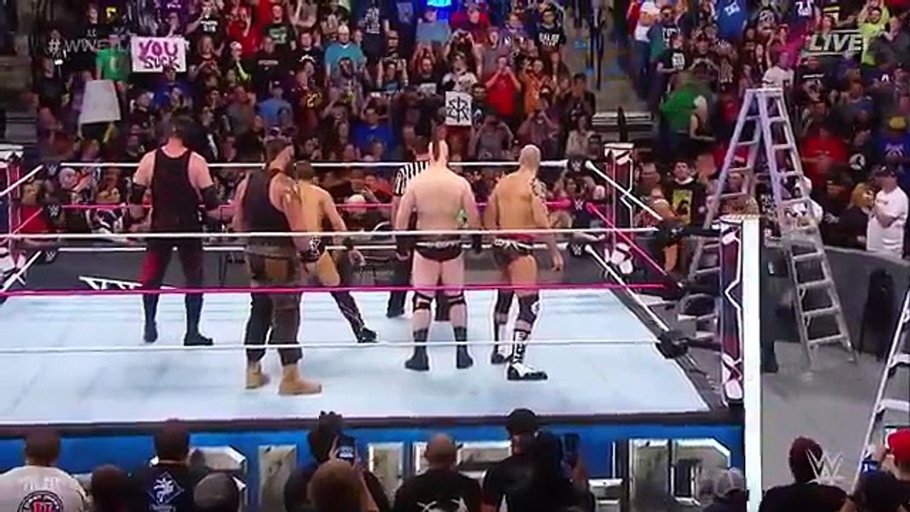 The Sheild Team VS The miz , Braun Strowman , Cesaro , WWE TLC 2017