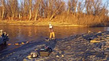 Creek Fishing for River Monsters (FREEZING Wind Storm)