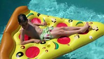 GIANT PIZZA! Pizza Challenge Worlds Largest Pizza GIANT Pool Party Pizza Challenge