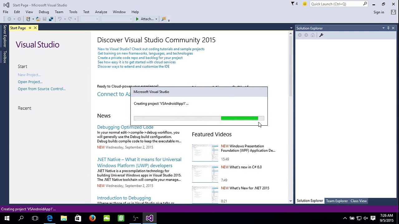 Hello World Android App on Visual Studio new, run on AVD