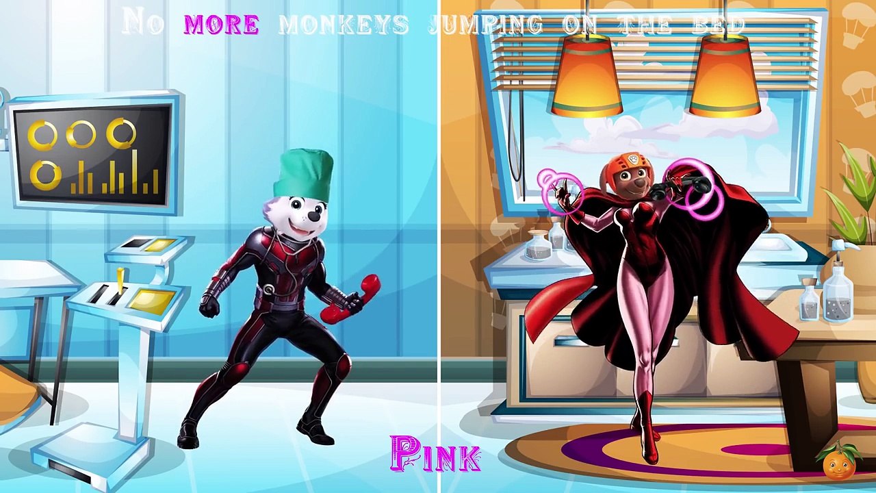 Paw Patrol as Captain America Jumping on the Bed Nursery Rhymes 5 little Paw Patrol Kids Cartoons