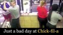 Empregado Do Chick-Fil-A Escorrega E Molha Tudo ! Chick-fil-a Employee Having A Bad Day