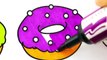 Coloring Pages Sweet Dunkin Donuts with Color Glaze - Videos for Kids with Colored Markers