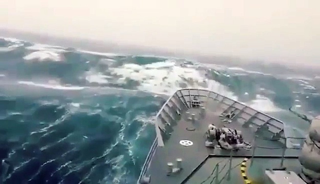 When A Huge Ship Gets Hit By Even Bigger Wave!