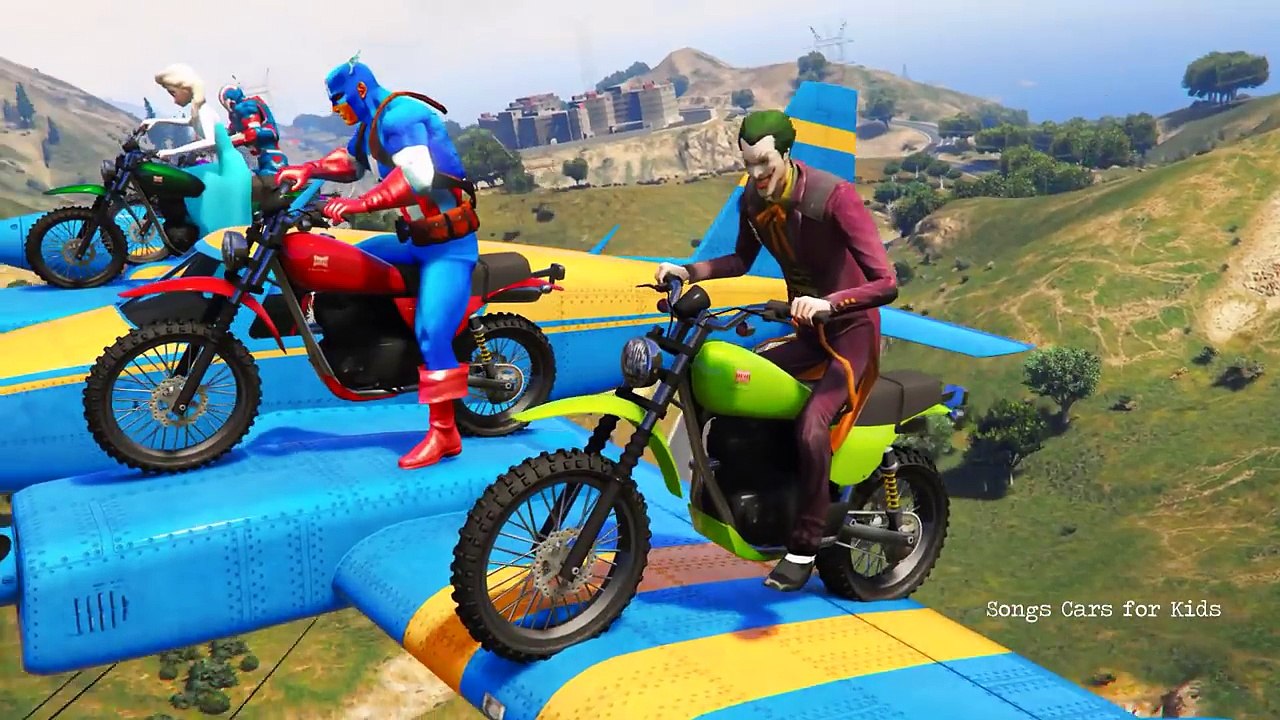 Learn Color Police Car & Motorbike w Spiderman Cars Cartoon for Kids & Nursery Rhymes Songs