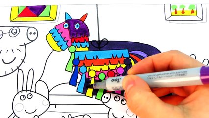 Miss Rabbit with Rosie and Robby Rabbit Peppa Pig Coloring Book Pages with Colored Markers