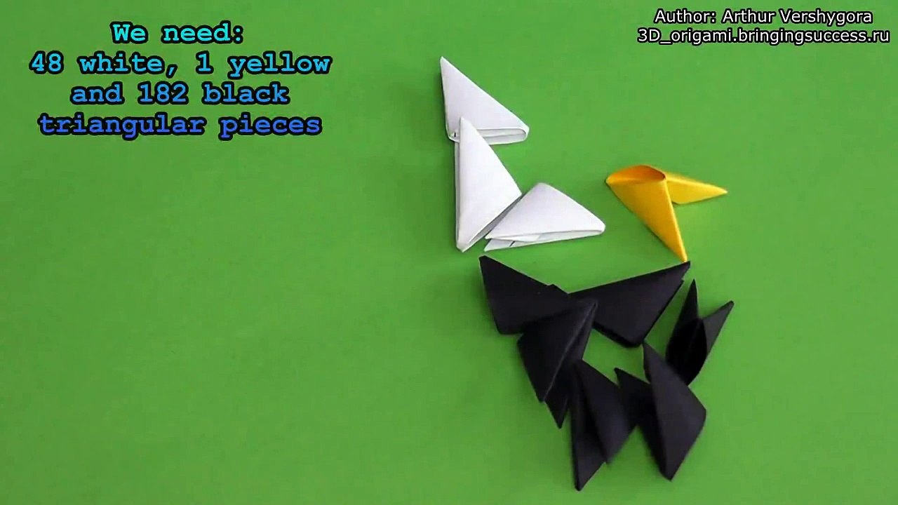 3D origami eagle (hawk) assembly diagram (tutorial, instructions)