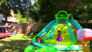 Giant Inflatable Water Slide & Shark Peppa Pig House, Bus & Paw Patrol Fire Station & Garbage Truck