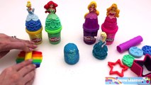 Learn Colors Play Doh Sparkle Disney Princess Dresses Ariel Elsa Belle RL