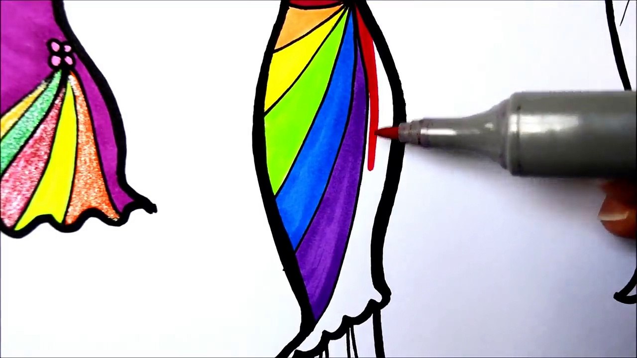 Learn To Draw and Color Girls Clothes Drawing Pages l Learn Rainbow Art Colours Colored Markers