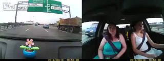 Boring car ride becomes interesting when they hit a stalled vehicle on the highway