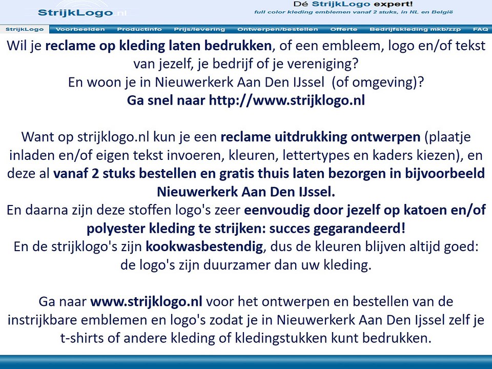 Reclame kleding bedrukken Nieuwerkerk Aan Den Ijssel