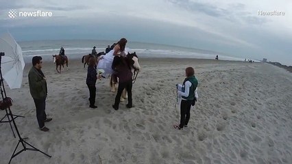 Horse bolts and throws newly married woman