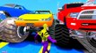 Learn Numbers - Monster Truck Cars in Spiderman Cartoon and Color Cars for Children & Nursery Rhymes