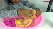 Pink Baby Doll Bath Unboxing & Playing | Bathtime Fun Kids Toy Playtime & Review Bubbles Duck